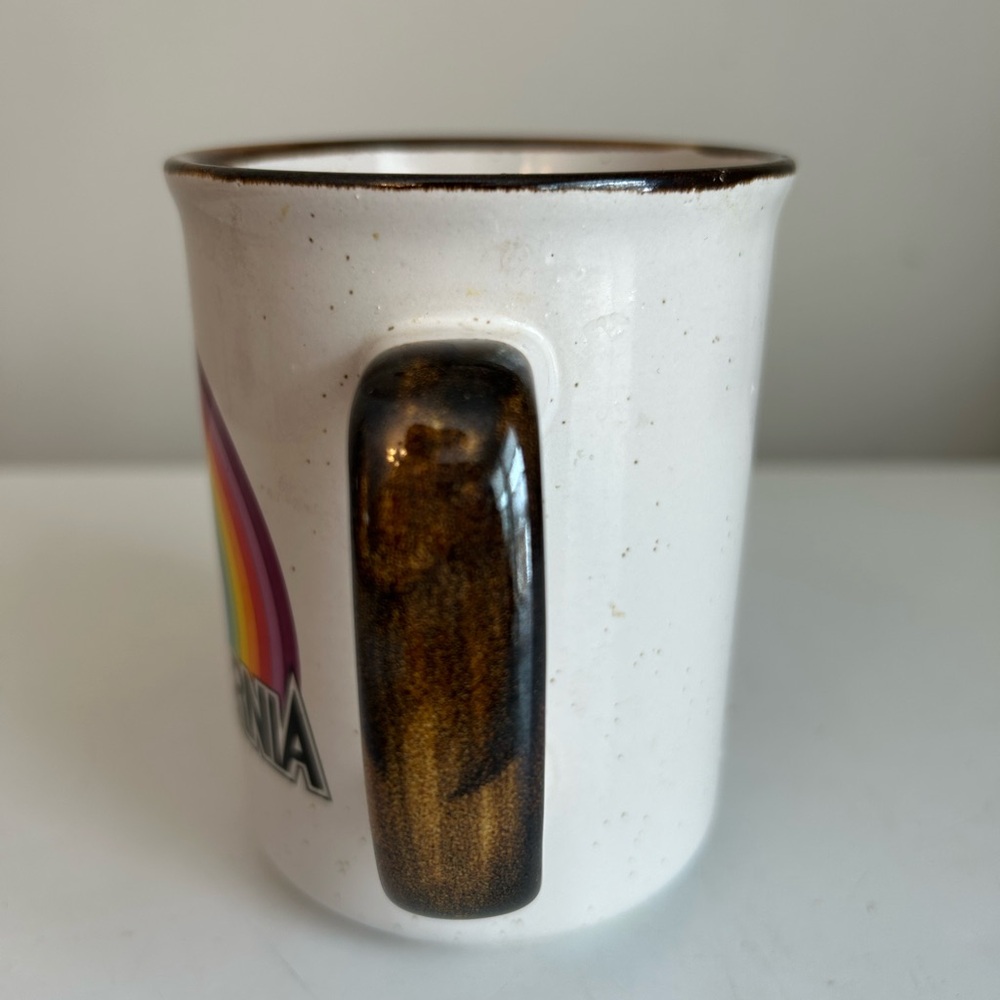 Vintage California Rainbow Pride Coffee Cup 4 Inches 70’s Stoneware Rustic Boho - Picture 6 of 10